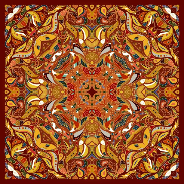 点缀花手帕印花丝绸脖子图片下载