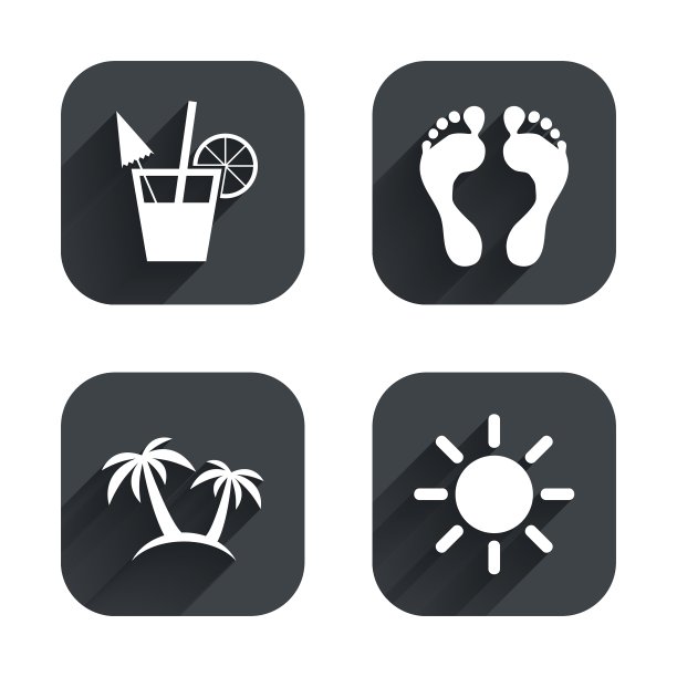 海滩假日标志鸡尾酒人类足迹图片下载