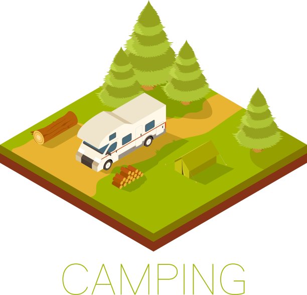 野营等距横幅图片下载