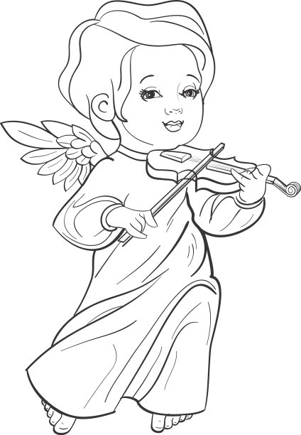 蹒跚学步的天使用小提琴演奏音乐图片下载