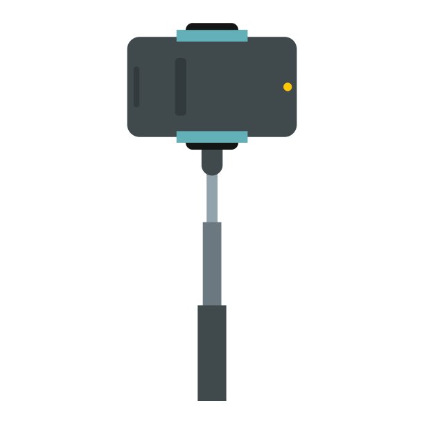 智能手机上的自拍杆图标为扁平样式图片下载
