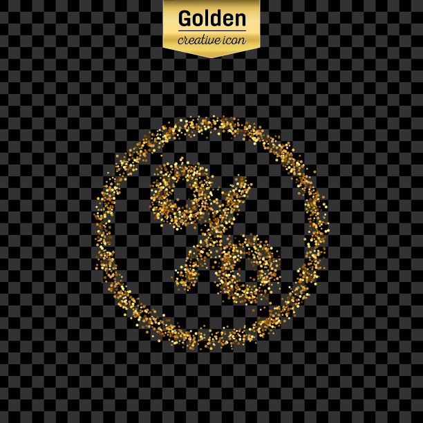 金色闪光图标的百分比隔离图片下载