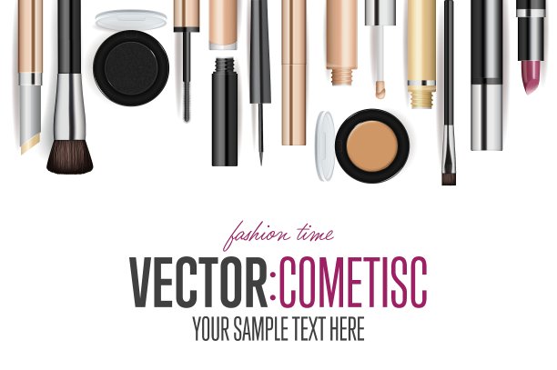 化妆品品牌模板逼真的包装集图片下载