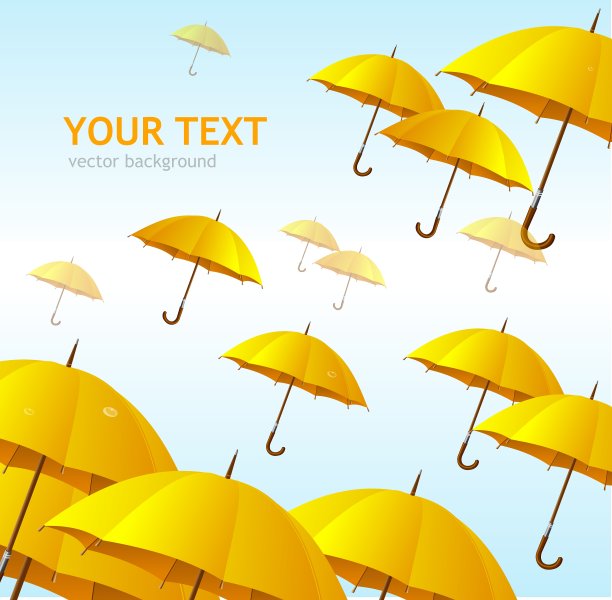 五颜六色的黄伞高高飘扬图片下载