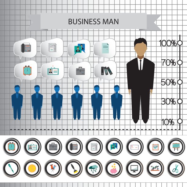 商业信息图与图标，人，铅笔和图片下载