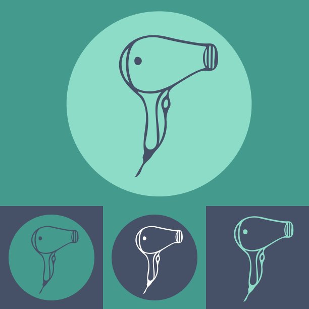 吹风机图标设置为蓝色背景图片下载