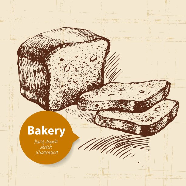 面包店素描背景图片下载