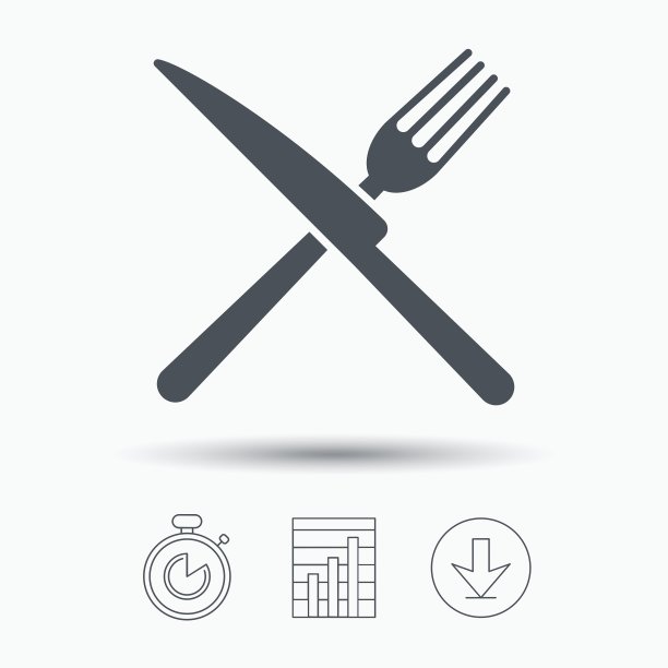 叉子和刀的图标，餐具标志图片下载