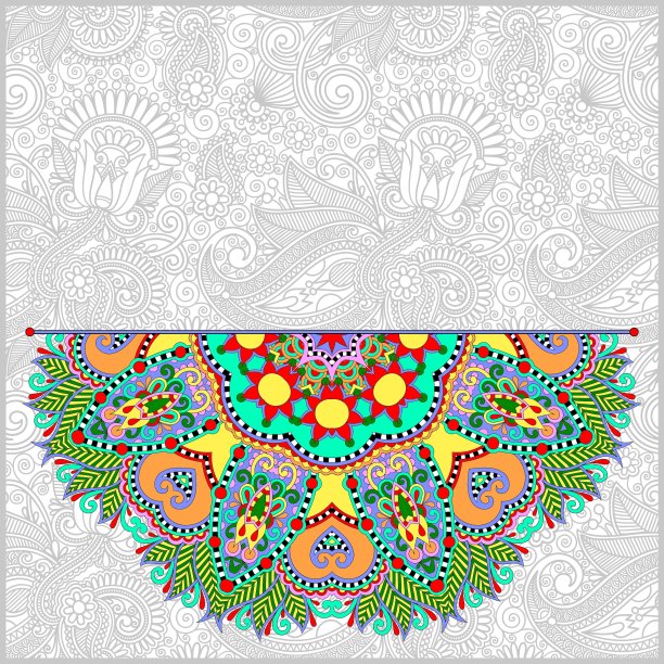 乌克兰东方民族的圆形花图案图片下载