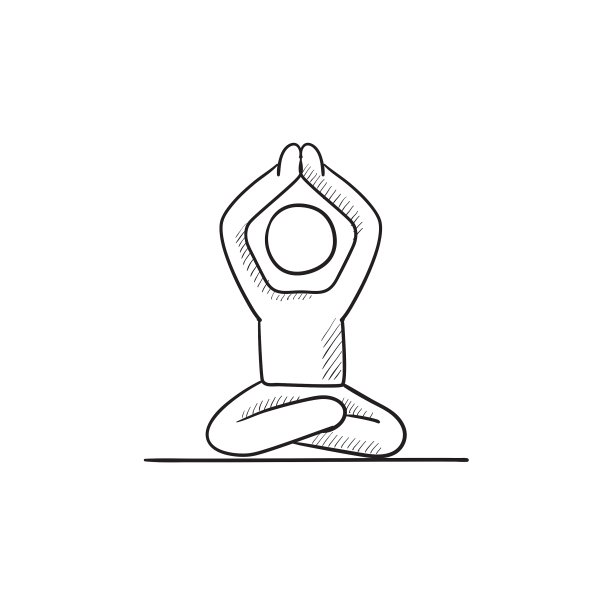 人沉思莲花姿势素描图标图片下载