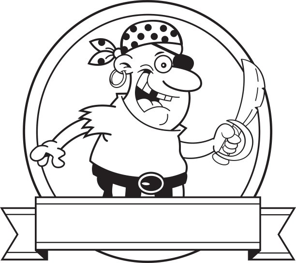 卡通海盗与旗帜图片下载