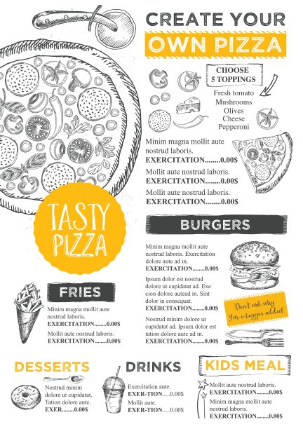 餐厅咖啡厅菜单模板设计图片下载