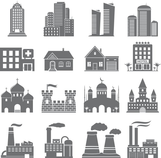 各种各样的建筑图标图片下载