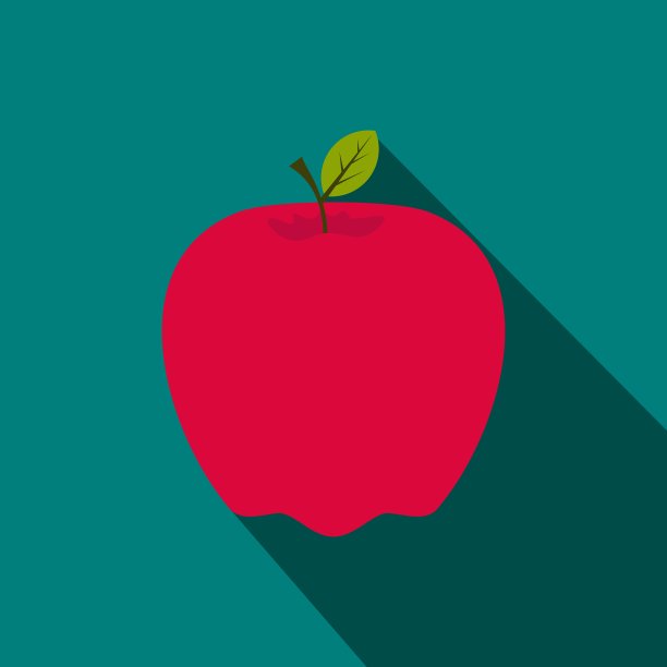 红色苹果平面图标与阴影图片下载