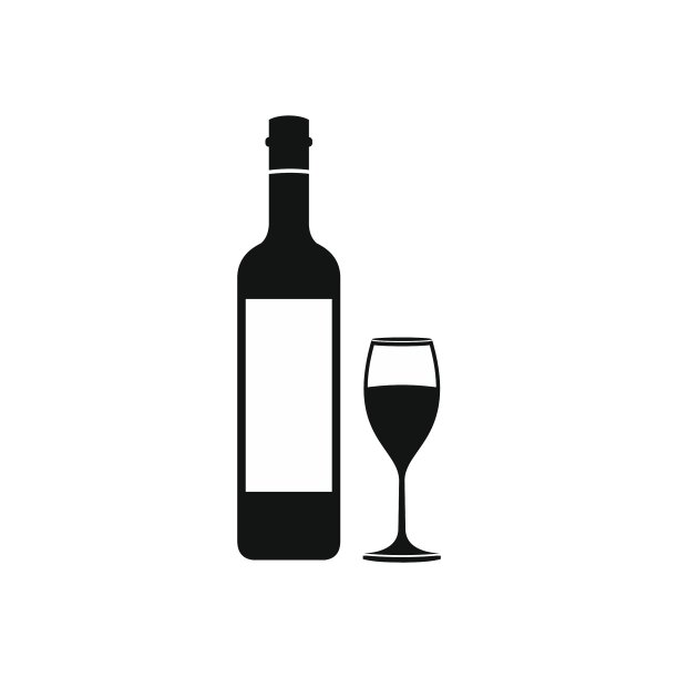 葡萄酒瓶和玻璃杯图标图片下载