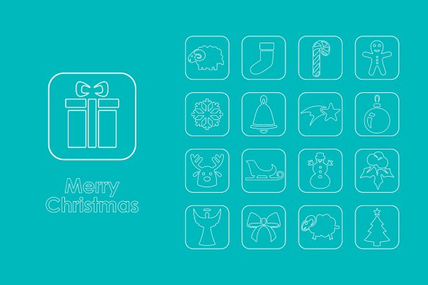 一套圣诞节的简单图标图片下载