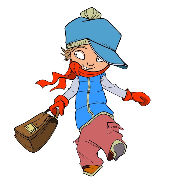 卡通愉快的少年拿着公文包图片下载