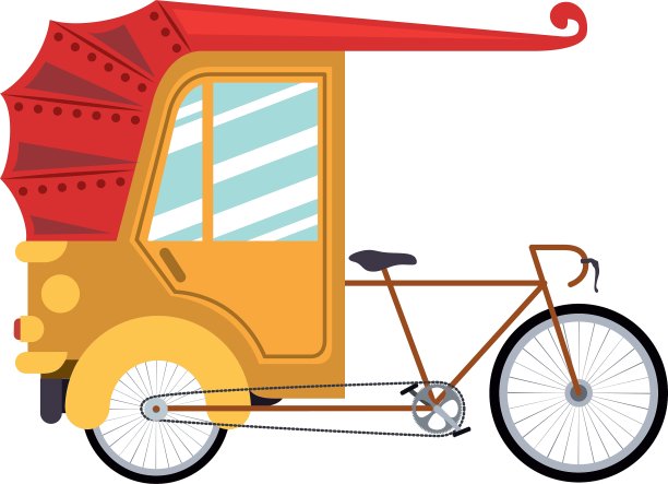 印度人力车孤立的图标设计图片下载