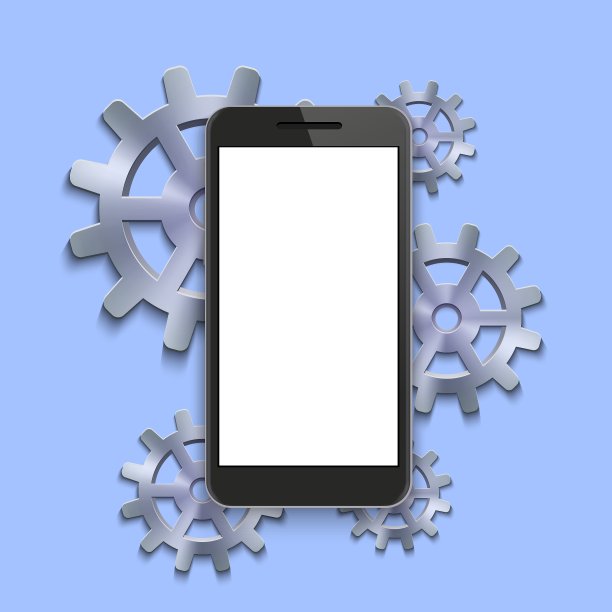 现代智能手机与机制齿轮图片下载