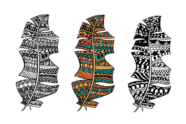 Zentangle程式化的羽毛图片下载