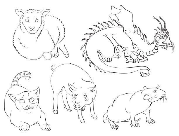 猫，龙，猪，鼠，羊图片下载