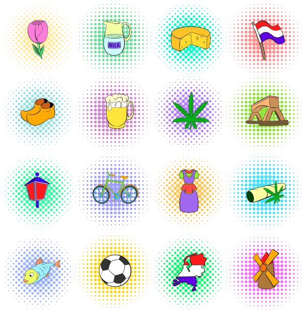 荷兰图标设置波普艺术风格图片下载