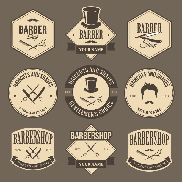 老式理发店标签图片下载