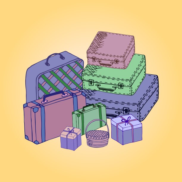 手提箱被隔离在彩色背景上图片下载