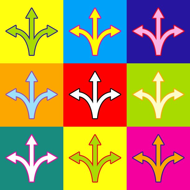 三个方向的箭头标志图片下载