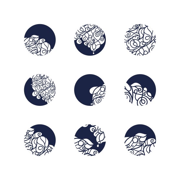 一套马赛克蕾丝标志邮票风格图片下载