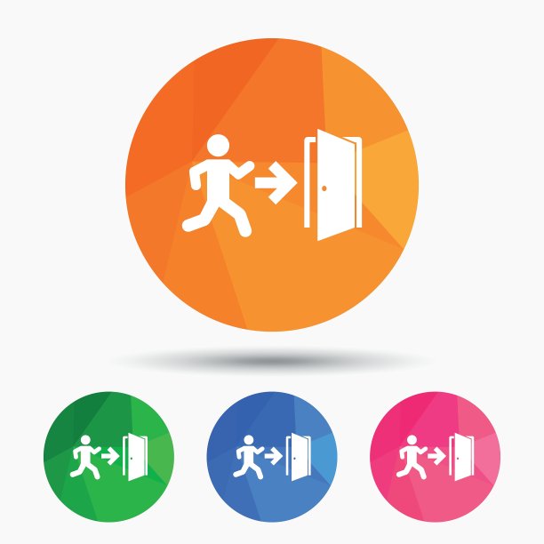 紧急出口标志图标带右箭头的门图片下载