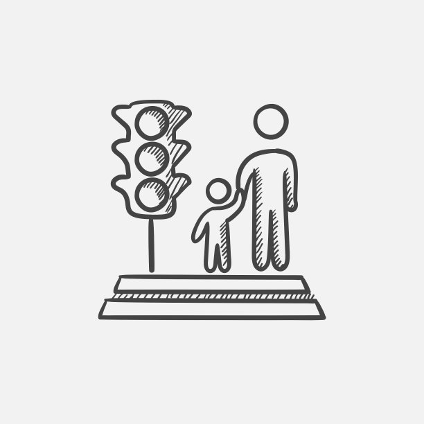 父母和孩子过马路素描图标图片下载