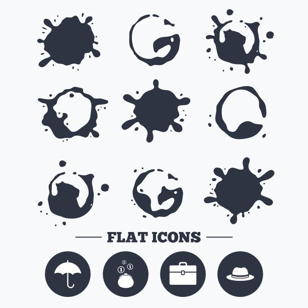 雨伞、钱包和带箱子的帽子图片下载