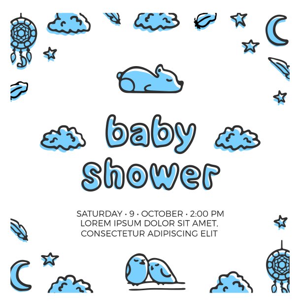 婴儿淋浴模板可爱的睡眠图片下载