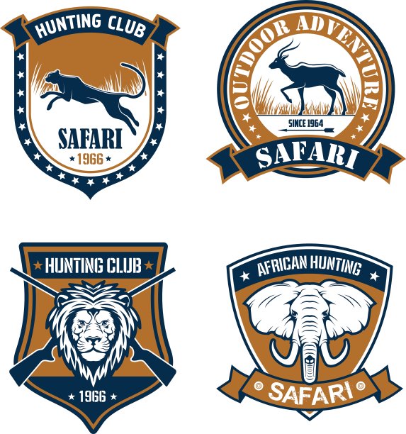 狩猎俱乐部和狩猎旅行纹章集图片下载