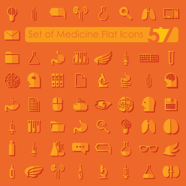 一组医疗平面图标图片下载