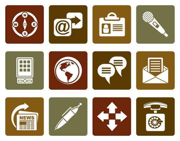 扁平的商务办公室和互联网图标图片下载