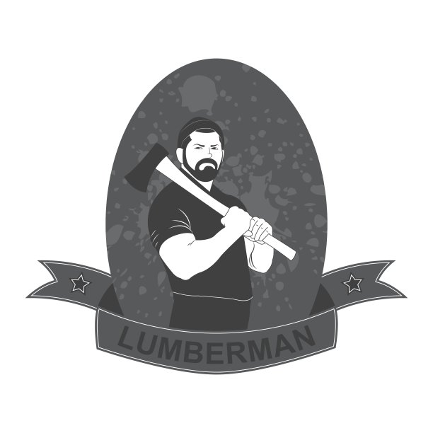 有型标志的伐木工人拿着一把斧头图片下载