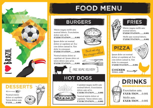 餐厅咖啡厅菜单模板设计图片下载