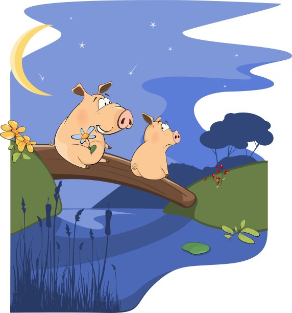 当两只猪坠入爱河卡通图片下载