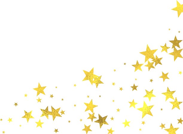 在白色的背景上闪耀着金色的箔星图片下载