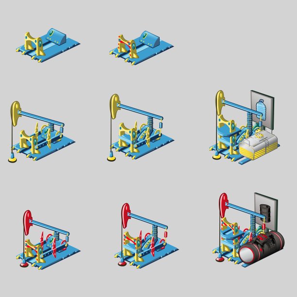 石油钻塔连续八个图标的建设图片下载