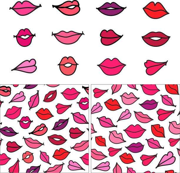 手绘卡通唇吻集图片下载