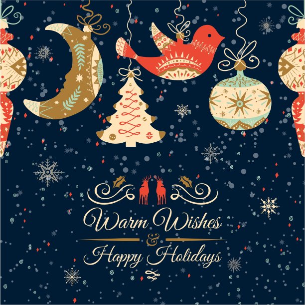 节日和圣诞节手绘贺卡图片下载