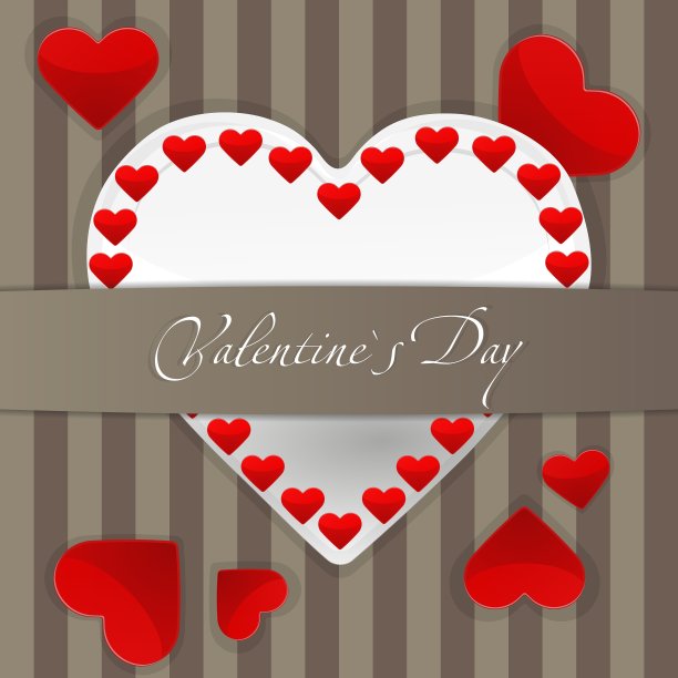 明信片与大的白纸心和小的红色图片下载