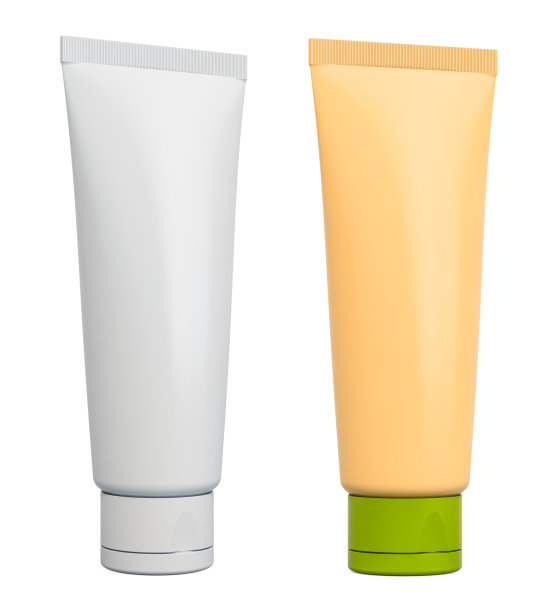 奶油管。化妆品护肤产品空白塑料包装模型，3D渲染孤立在白色背景图片下载