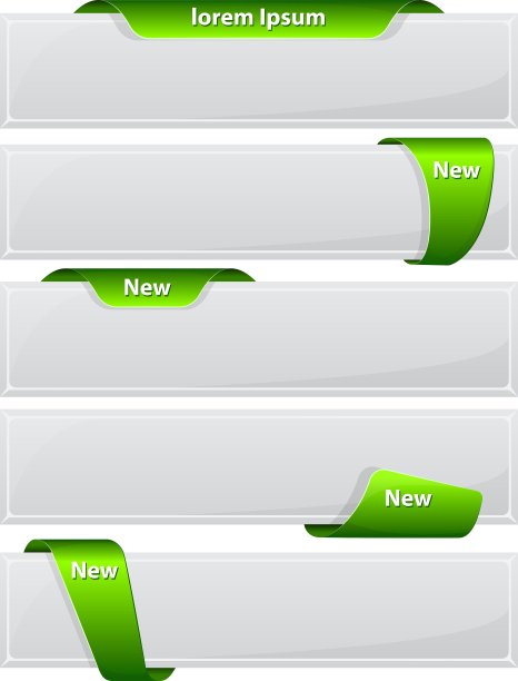 带有绿色丝带的网页按钮图片下载