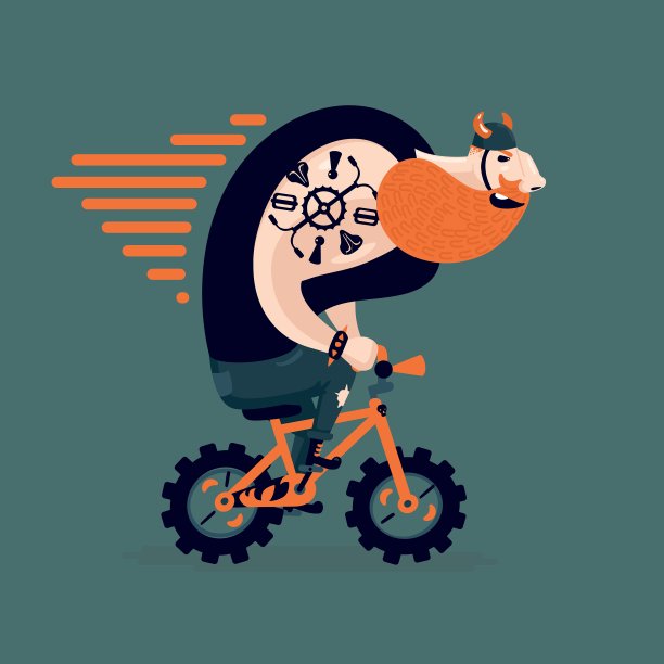 骑着一辆小自行车的姜黄色大家伙骑着图片下载