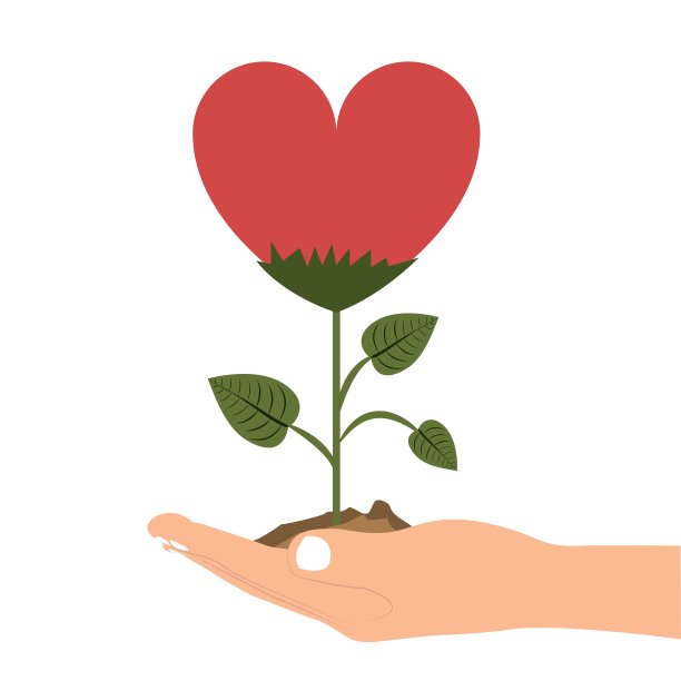 白色背景下不规则手持植物图片下载