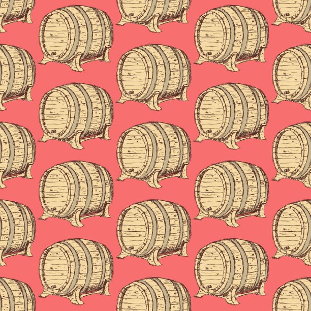 素描酒桶在复古风格图片下载